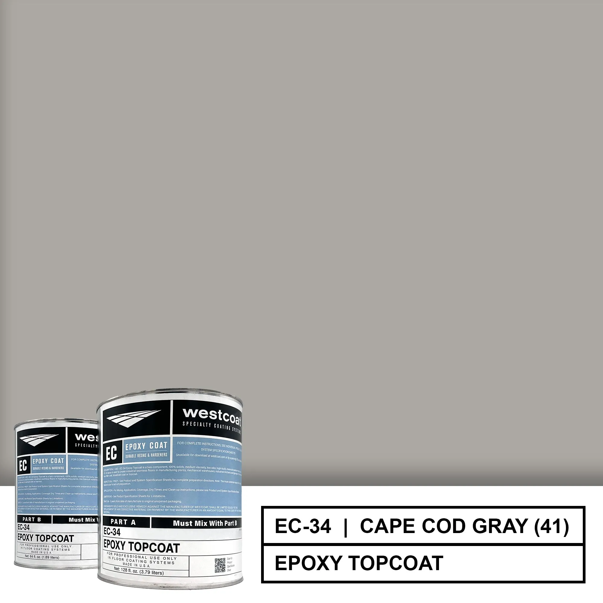 Westcoat EC-34 100% Solids Pigmented Epoxy Topcoat | 1.5 Gallon Kit