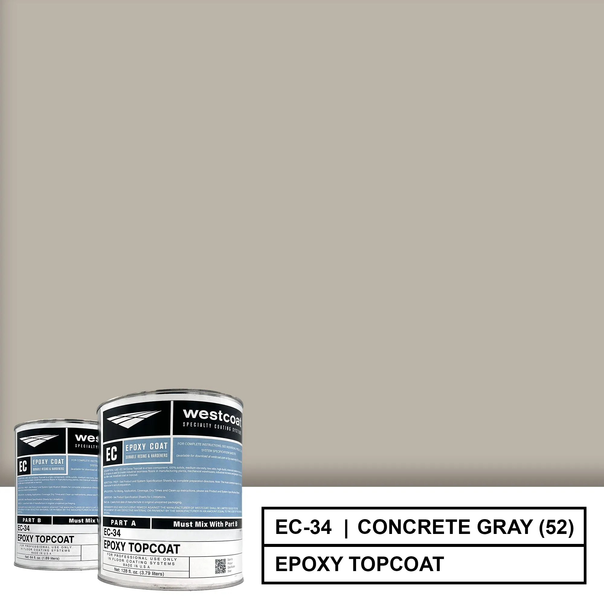 Westcoat EC-34 100% Solids Pigmented Epoxy Topcoat | 1.5 Gallon Kit