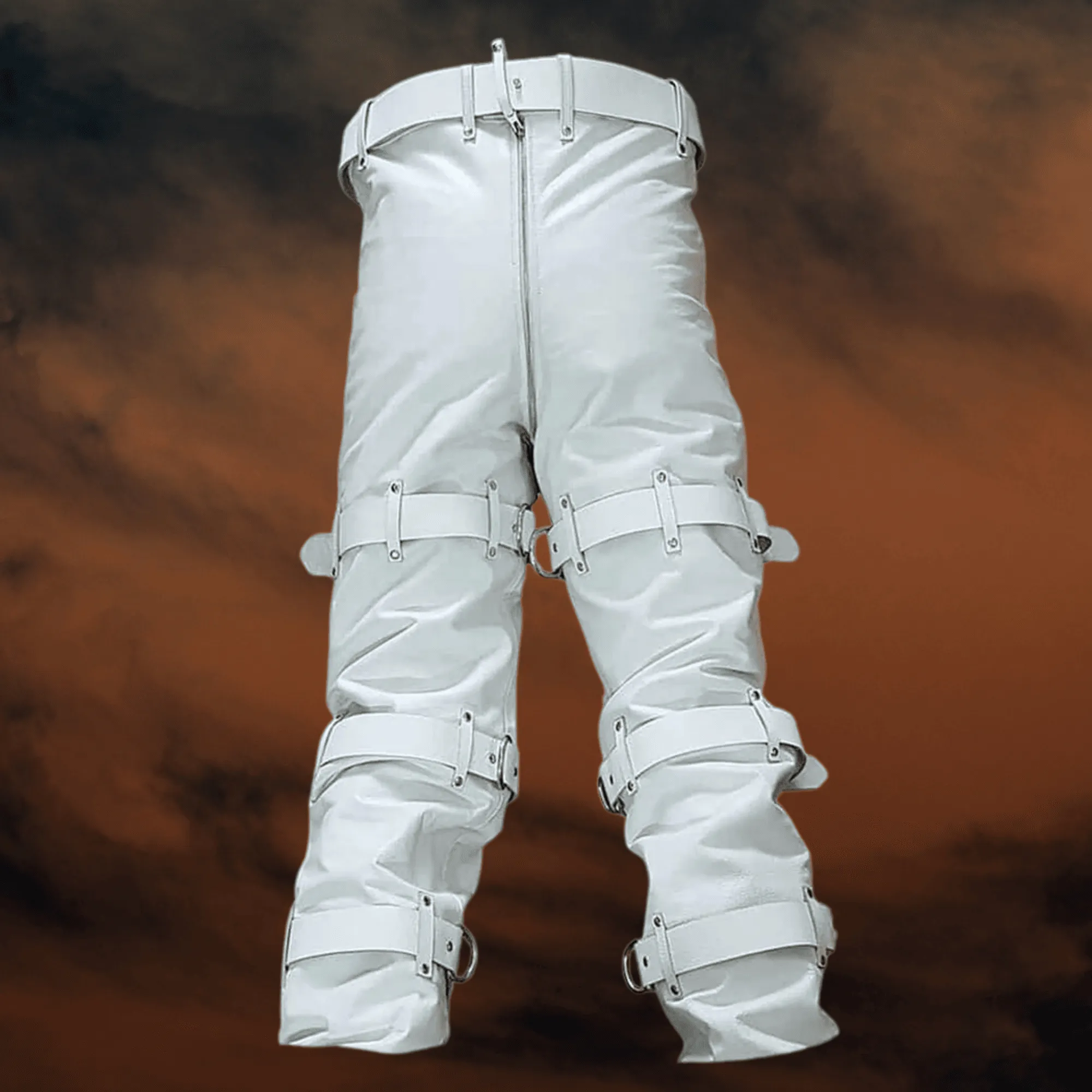 White Bondage Leather pants for Men