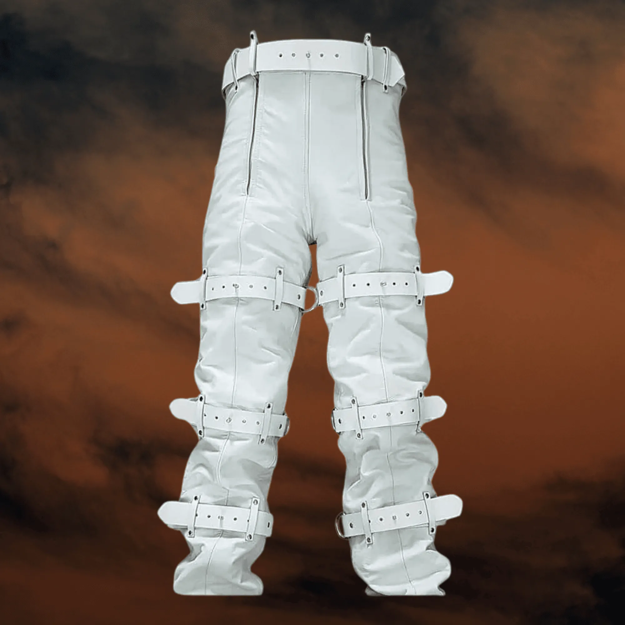 White Bondage Leather pants for Men