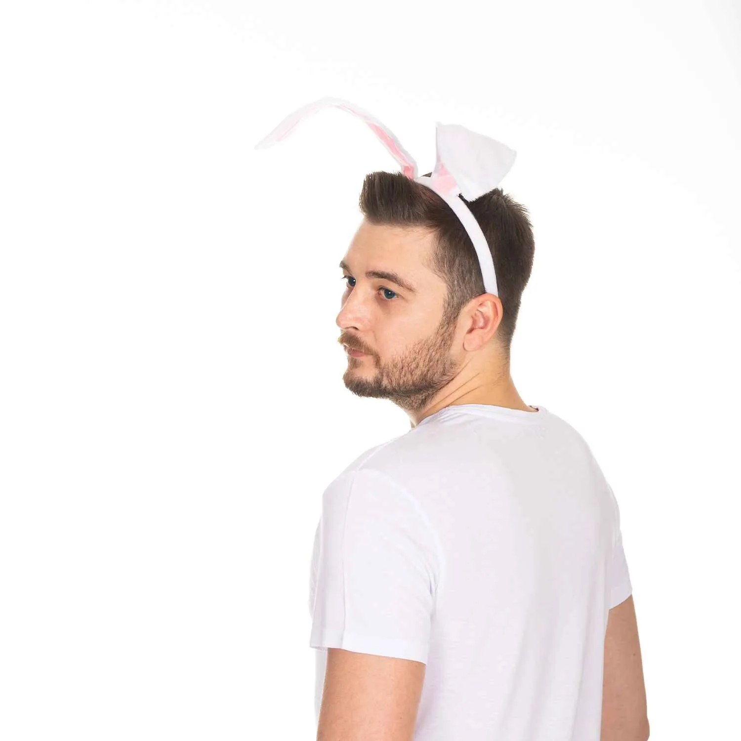 White Bunny Ears Headband - Plush Easter Rabbit Ears - FUNCREDIBLE