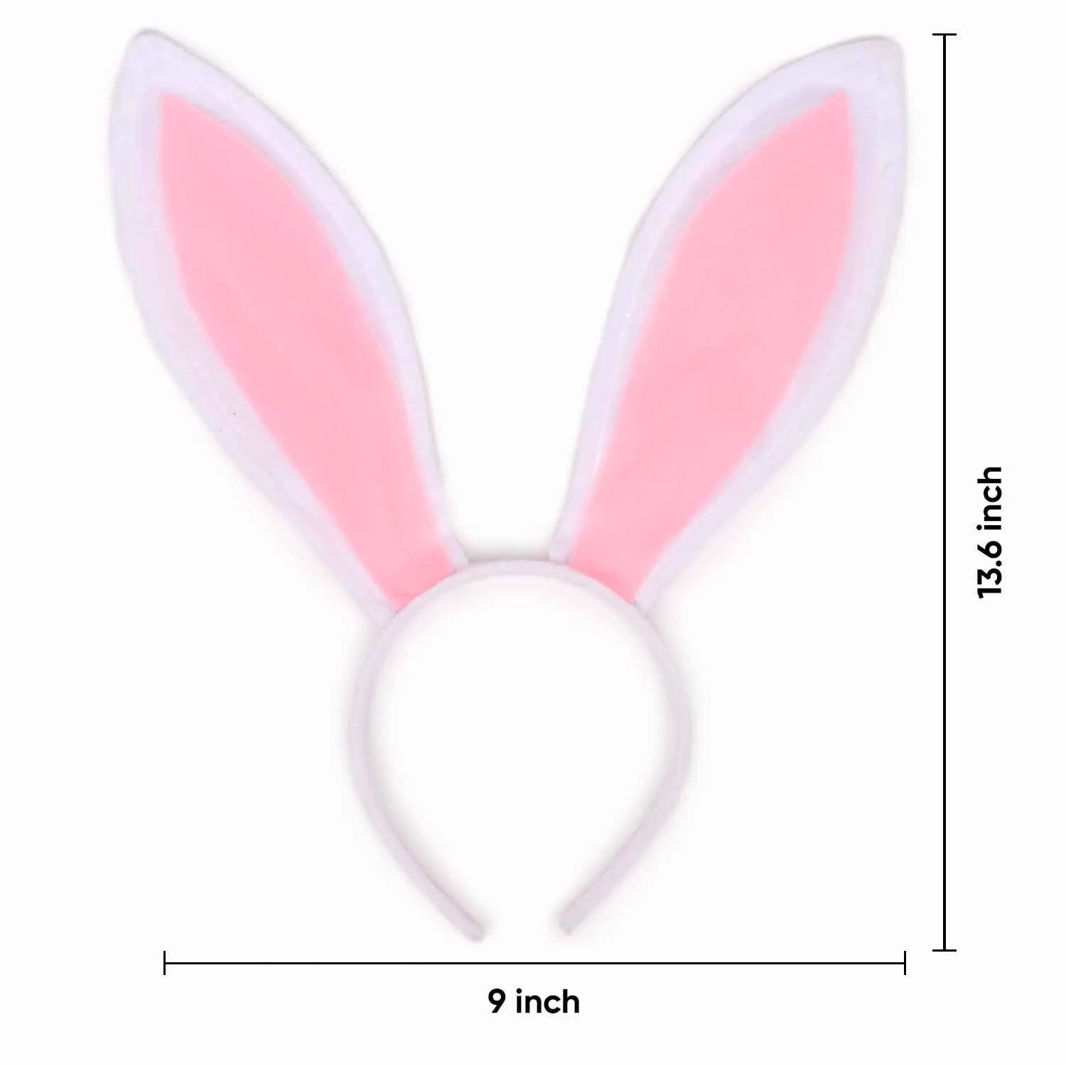 White Bunny Ears Headband - Plush Easter Rabbit Ears - FUNCREDIBLE