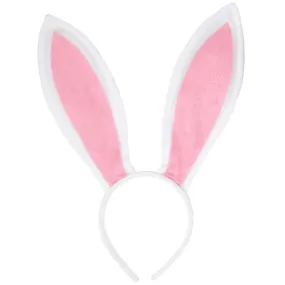 White Bunny Ears Headband - Plush Easter Rabbit Ears - FUNCREDIBLE