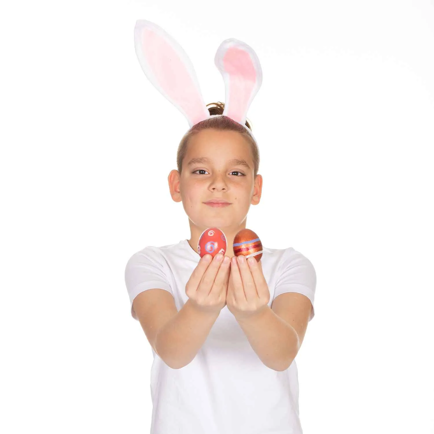 White Bunny Ears Headband - Plush Easter Rabbit Ears - FUNCREDIBLE