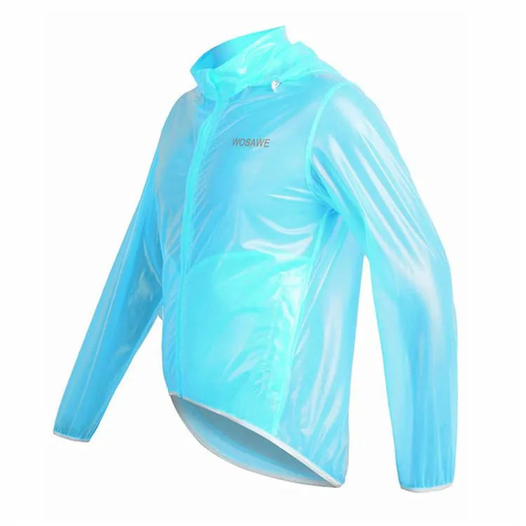 WOSAWE Waterproof Windproof Blue Long Sleeve Cycling Raincoat