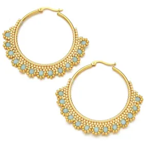 Xia Boho Round Beaded Hoop Earring